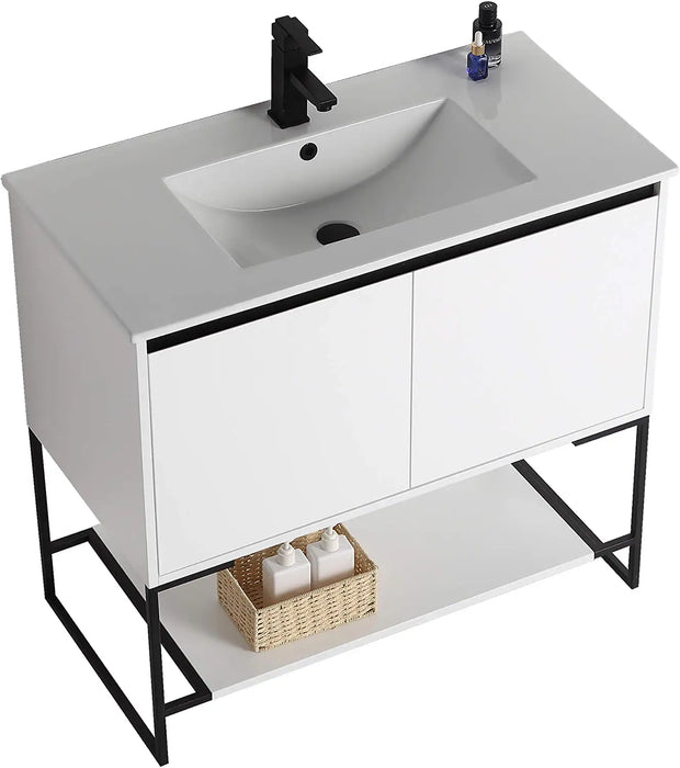 - 36" Inch Bathroom Vanity and Sink, Knob Free Design - Urbania Collection