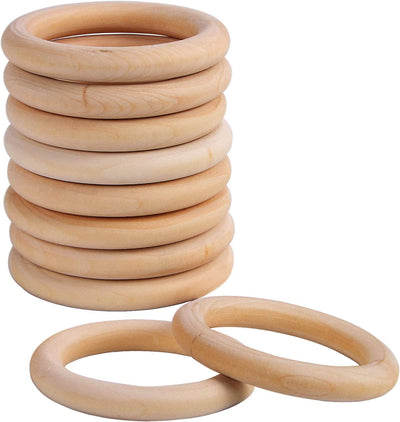 10 Pcs Macrame Wooden Rings 70 Mm/2.7Inch Unfinished Solid Large Wooden Rings for DIY Craft Pendant Connectors Jewelry Making