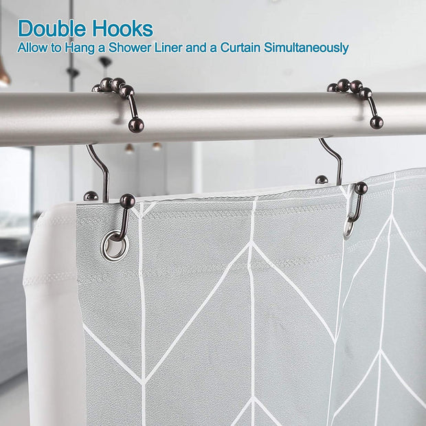 Durable Shower Curtain Hooks Rings,Never Rust Stainless Steel Double Sliding Shower Hooks That, for Bathroom Shower Rods Curtains, Set of 12 Shower Curtain Hooks (Bronze)