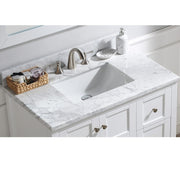 36 Inch White Bathroom Vanity Set with Carrara Marble Top