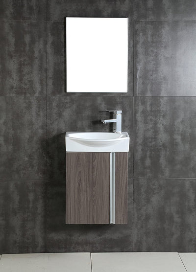 Compacto Small Bathroom Vanity Set with Sink - Wall Mounted Cabinet- Sink Top, Mirror Included (Gray Taupe)