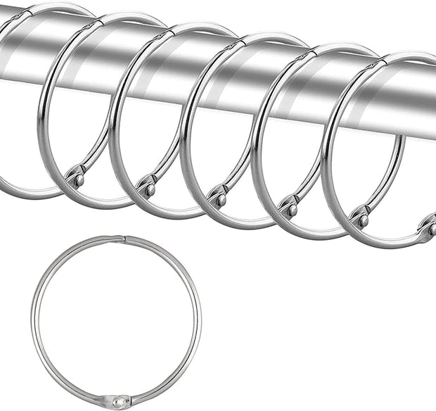 24 Pack Shower Curtain Rings,Rust Proof Shower Curtain Hooks for Bathroom,Circular Decorative Shower Curtain Rings and Hooks for Shower Rod,Metal Rings for Shower Curtain(Chrome)