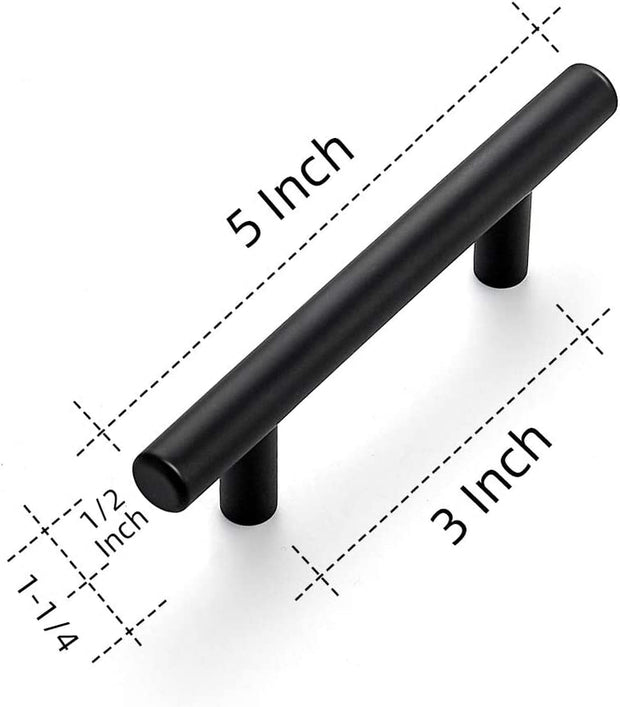 30 Pack | 5 Inch Cabinet Pulls Matte Black Stainless Steel Kitchen Drawer Pulls Cabinet Handles 5 Inchlength, 3 Inch Hole Center