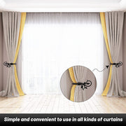 4 Pcs Leaf Shaped Curtain Holdbacks, Metal U Shaped Curtain Tiebacks, Wall Mounted Curtain Hooks Holders for Drapes Decor (Black)