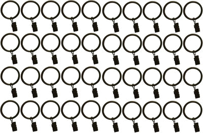 1.5-Inch, Set of 40, Black - Metal Curtain Rings with Clips and Eyelets –  (Also Known as Rings with Curtain Clips/Curtain Clip Rings/Drapery Rings/Drapery Clip Rings)