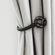 Twisted Cage Curtain Holdbacks 2Pcs, Handmade Matt Black Curves Metal Curtain Tie Back Hooks , Side Holder Tiebacks for Drapes Wall Decor Vintage Window Decoration